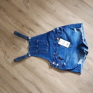 New YMI stretch Juniors jean bib shorts